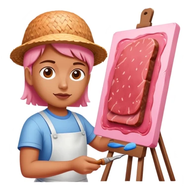 pink artist painting a SPAM meat abstract landscape  sticker