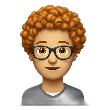 Personne avec cheveux bouclés roux et lunettes sticker