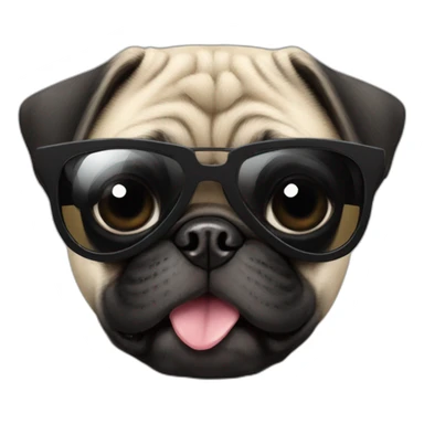 A pug wearing a black moustache and black sunglasses   sticker