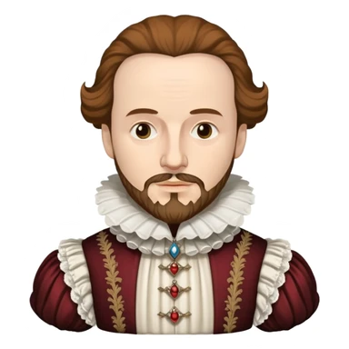 Shakespeare bust with Elizabethan era clothing sticker