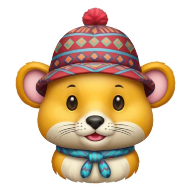 animal wearing patterned hat  sticker