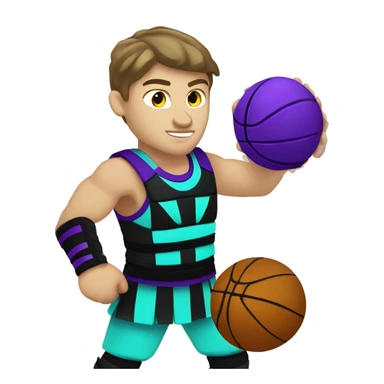 Caucasian youth gladiator playing basketball wearing purple black and aqua sticker