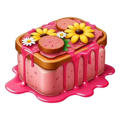 melted pink dripping sauce SPAM MEAT flowers sticker