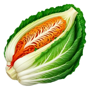 cross-section of napa cabbage with kimchi red seasoning, no green, no face sticker