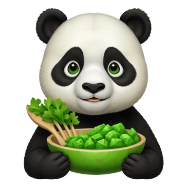 Teacher Panda eating green meat sticker