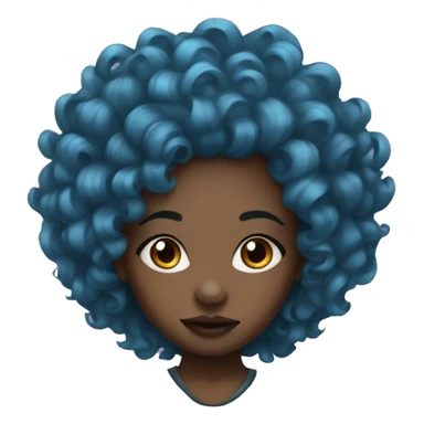 black girl with curly blue hair and a septum piercing  sticker