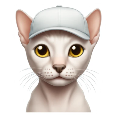 Hairless cat with backwards baseball cap  sticker