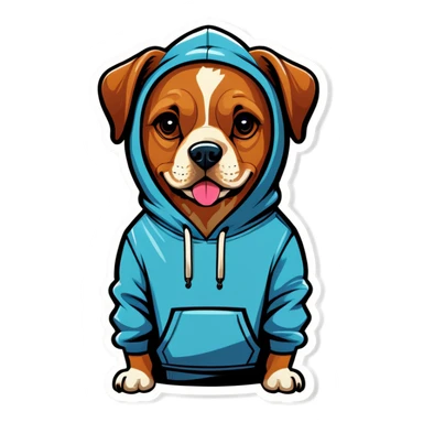 Dog wearing a hoodie  sticker