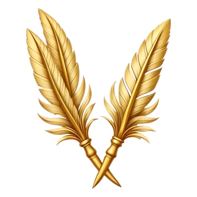 two golden quills crossing in front of each other sticker