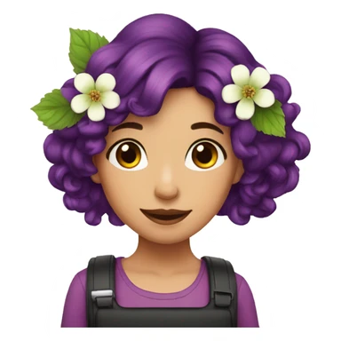 Girl with blackberry hair anda blackberry flower sticker
