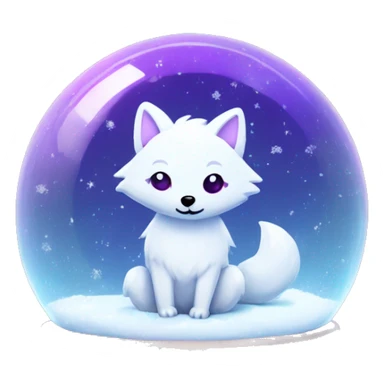 Kawaii neon arctic fox in a magic snow globe  sticker