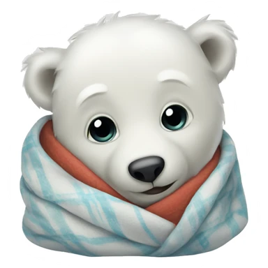 Baby polar bear wrapped in a blanket sticker