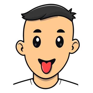 profile view of a man sticking his tongue out, facing left sticker