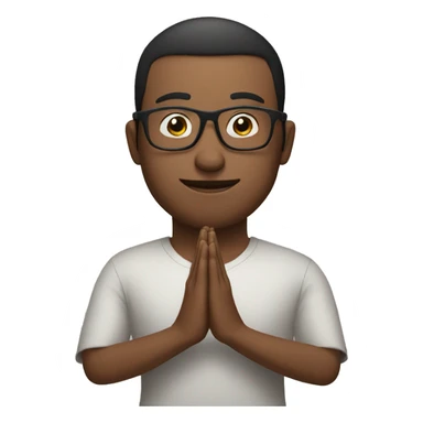 Man doing namaste with wearing specs sticker