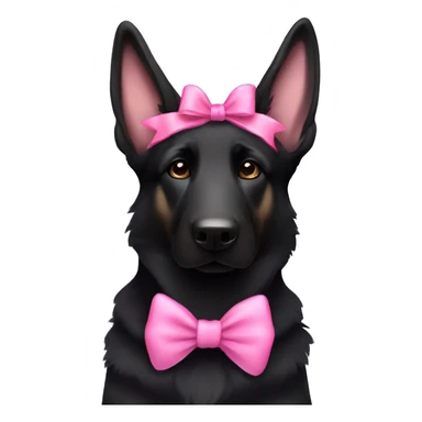 all black german shepherd with pink bow on its head sticker