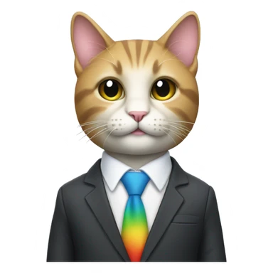 Rainbow cat in business suit sticker