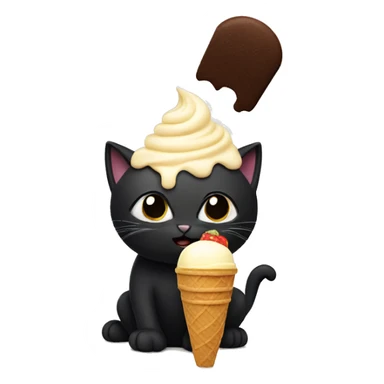 black cat eating ice cream  sticker