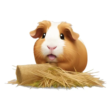 Guineapig with a piece of hay in his mouth sticker