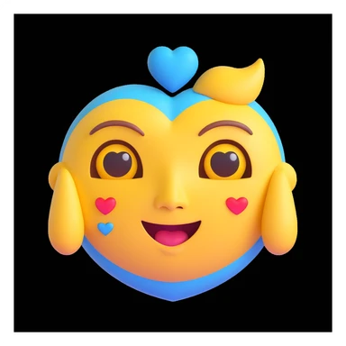 3D rendered emoji of a yellow face with heart eyes, expressing love, high quality photorealistic, smooth shading, intricate details, bright colors, clean background sticker