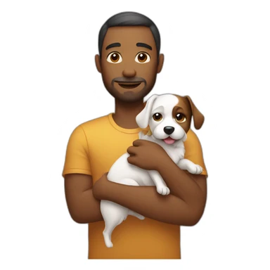Man cradling small dog sticker