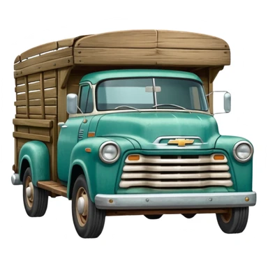 A little bluish green half ton Chevrolet truck chuck wagon  sticker