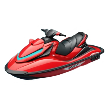 jet ski (red black and white all in the same amount. maybe a red a bit more dominant) on the sea. show the sea under the jet ski - blue with turquoise. no sky - white background instead. DO NOT REMOVE THE SEA AND THE WHITE WHEN FINALIZING!  NO ONE ON THE JET SKI  sticker