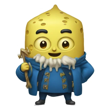 Wizard with blue jacket and spongebob face sticker