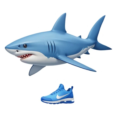 a shark with human legs wearing a pair of blue nike shoes sticker