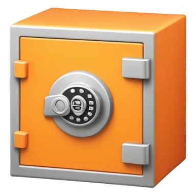 3d colosed isometric small safe in orange or yellow sticker