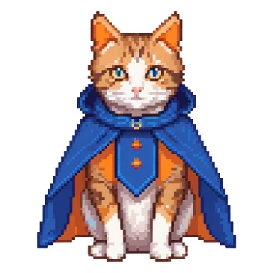 a funny cat with a blue cape sticker