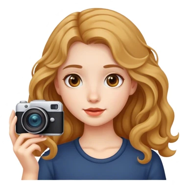 a girl with mid length wavy hair taking a picture sticker