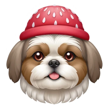 shihtzu grey and white with strawberry hat and brown eyes  sticker