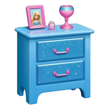 barbie nighstand blue with glitter sticker