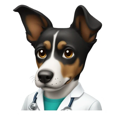 perro de paleje negro y mancha blanca con bata de doctor sticker