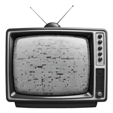 3D render of Static TV, digital glitch art aesthetic, data corruption visual, retro TV screen showing black and white noise, pixelated distortion, emoji style, isolated on white background --v 6.0. sticker