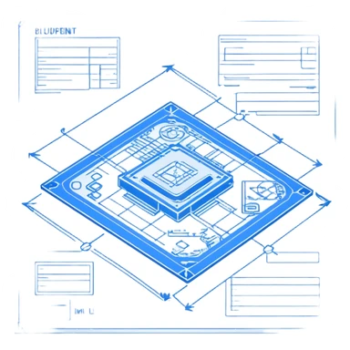 A blueprint with a UML diagram on it sticker