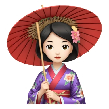 Japanese Princess with paper umbrella sticker