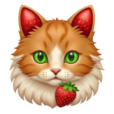 I want a cute cat with strawberries fur sticker