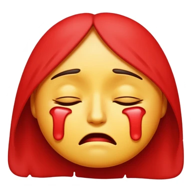 A standard emoji crying red with closed eyes sticker