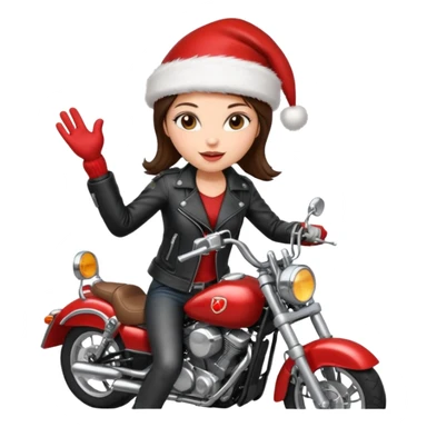 biker girl brune moto christmas sticker