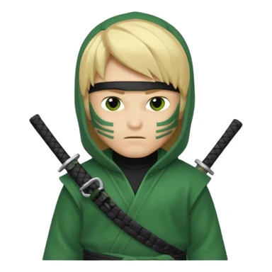 Green ninja Lloyd garmadon blonde hair, kaptur hoody on his head but blonde grzywka visible  sticker