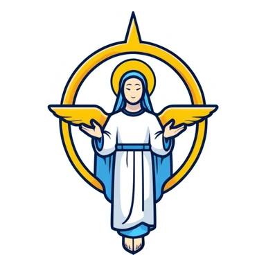 saint emblem with light blue colors, halo and divine light sticker