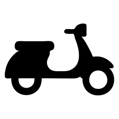 vintage Vespa scooter, solid icon style, bold shape, filled silhouette, easily recognizable sticker