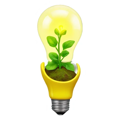 a plant sprout inside a yellow glowing idea lightbulb sticker