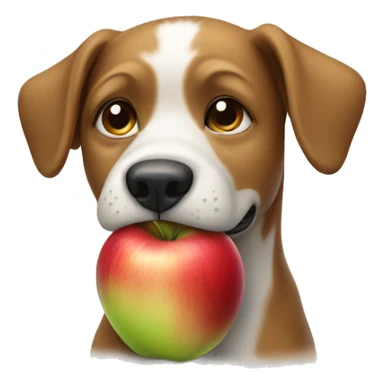 dog with an apple sticker
