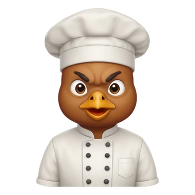 Ahora como una gallina con ropa de chef enojada sticker