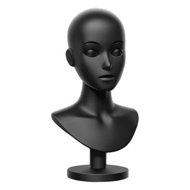 Minimalistic flat vector icon, iOS style, thin black contour on white background. Matte black mannequin in front of in 3D monochrome style. sticker