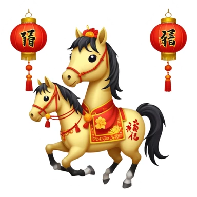 help me develop 10 emoji stickers, for CNY, cartoon horse stickers sticker
