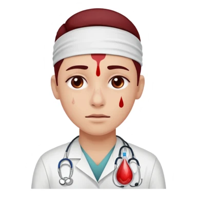 person with medical band and blood drop sticker