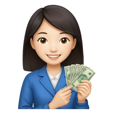 Hot Asian girl with money  sticker